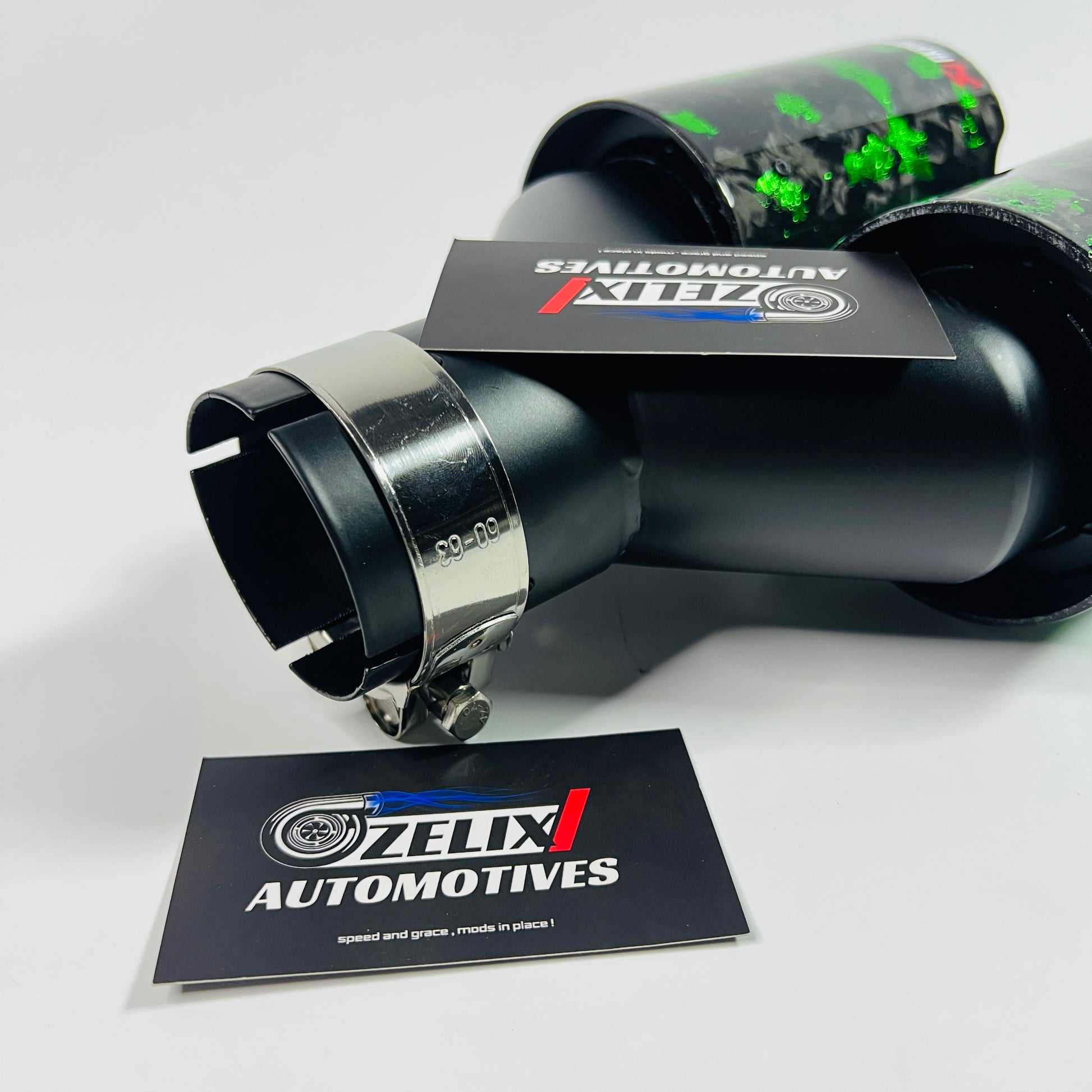 Side profile emphasizing the forged carbon finish and stainless steel Y-joint design