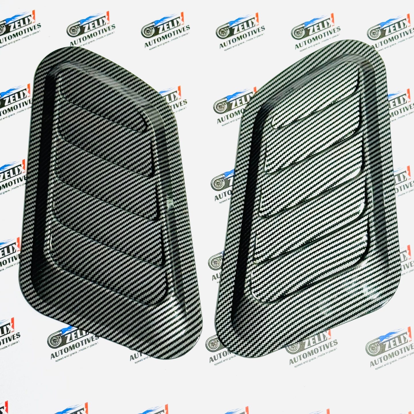 Universal  Hood Scoop Set of-2 | Sporty Aftermarket in Black And Carbon Finish