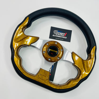 D-shaped universal steering wheel in gold