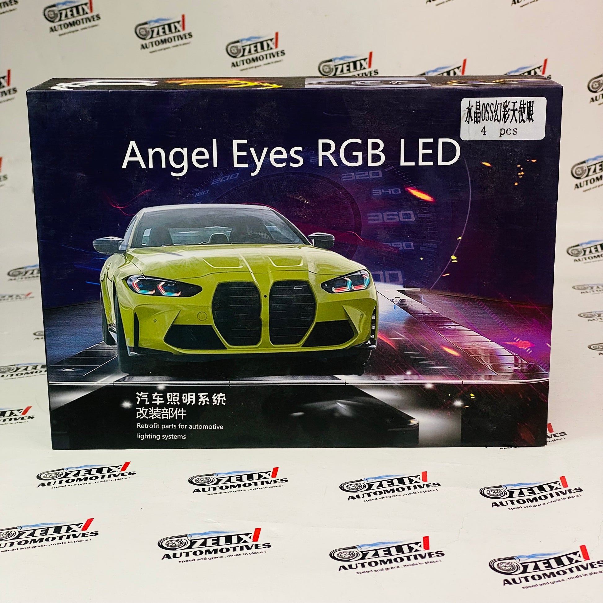 Angel Eyes RGB LED headlight kit with 4-piece halo rings