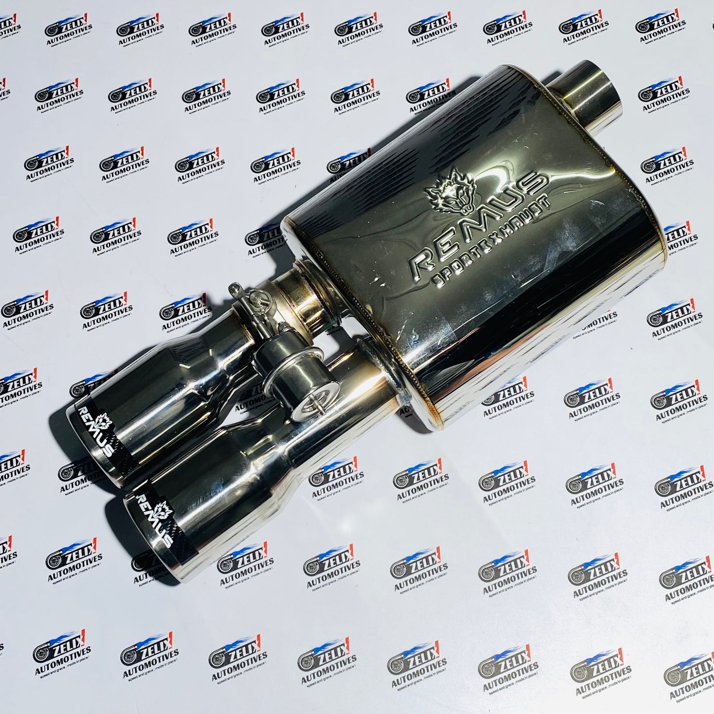 Remus Valvetronic Short Can Exhaust Muffler | Dual Glossy Silver Tips