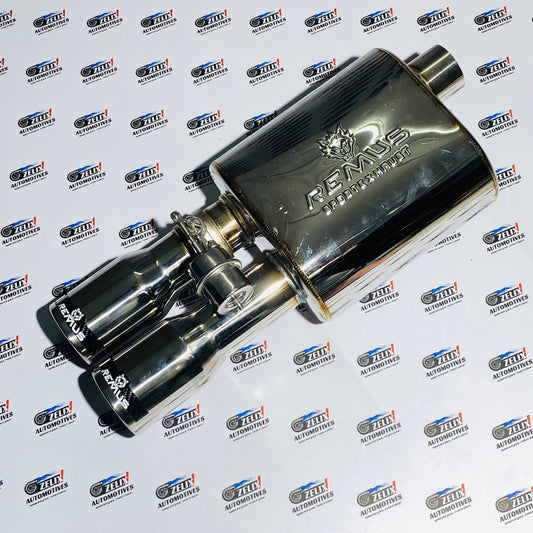 Remus Valvetronic Short Can Exhaust Muffler | Dual Glossy Silver Tips