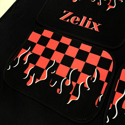 Red JDM Checkered Car Mats | Universal