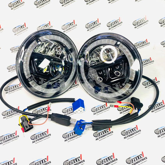 Wrangler-Styled LED Headlight Kit with DRL for Mahindra Thar (2020+) - Aftermarket LED (210W)