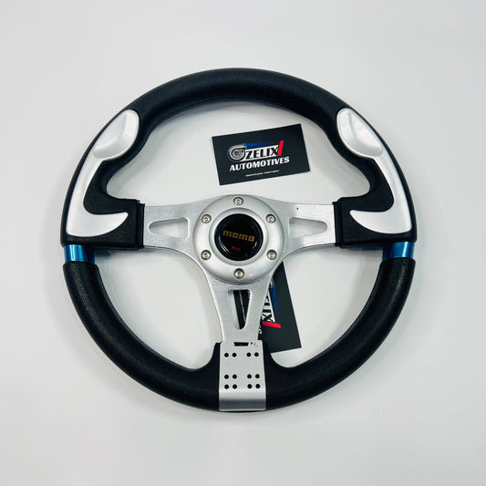 MOMO steering wheel in Black and silver 