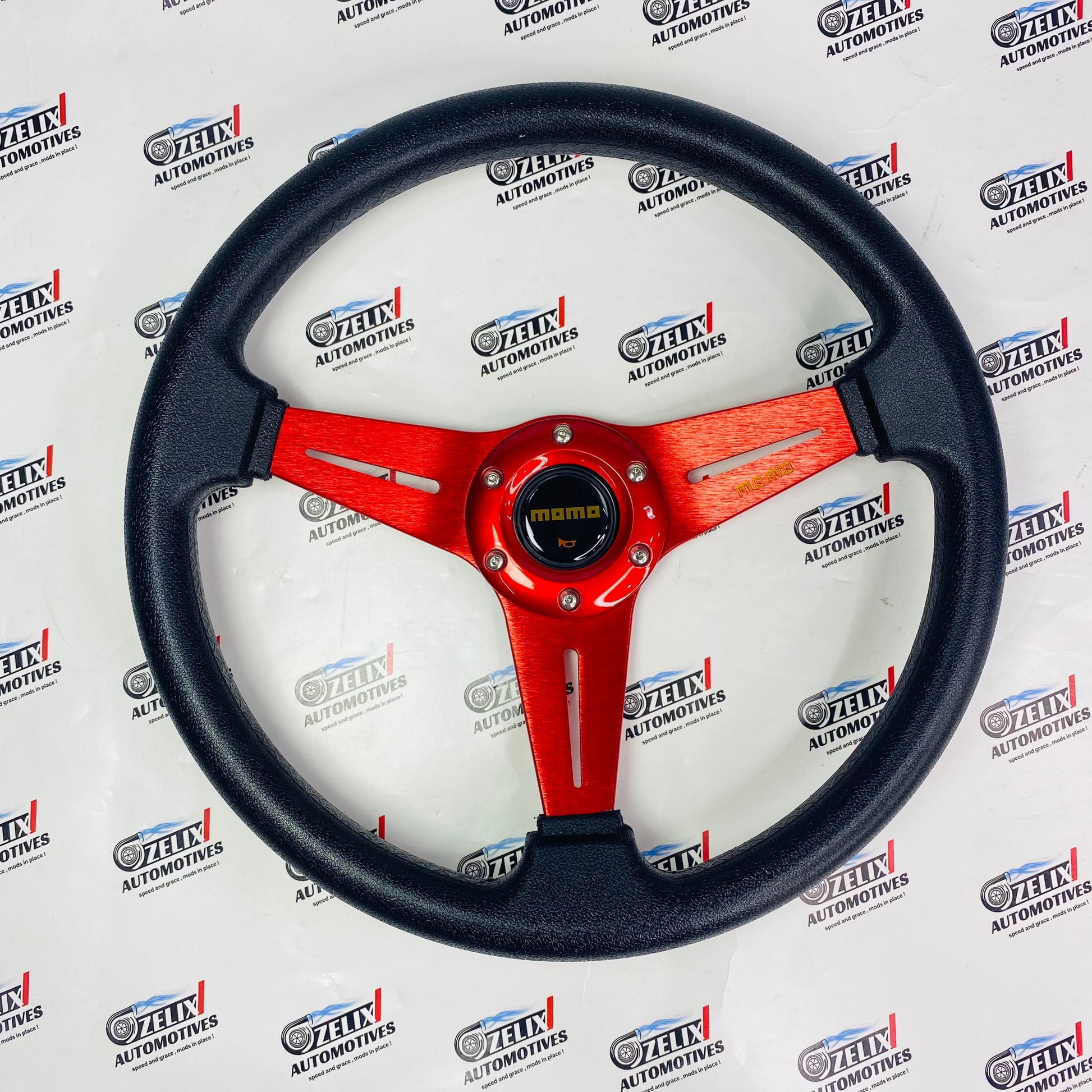 MOMO Flat 3-Spoke Red Sport Edition Steering Wheel 