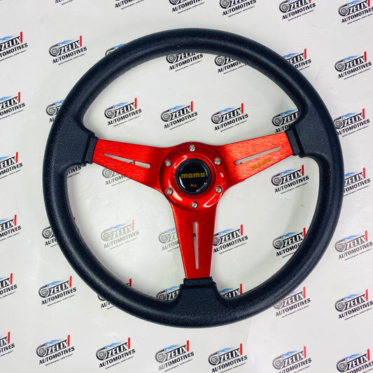 MOMO Flat 3-Spoke Red Sport Edition Steering Wheel 