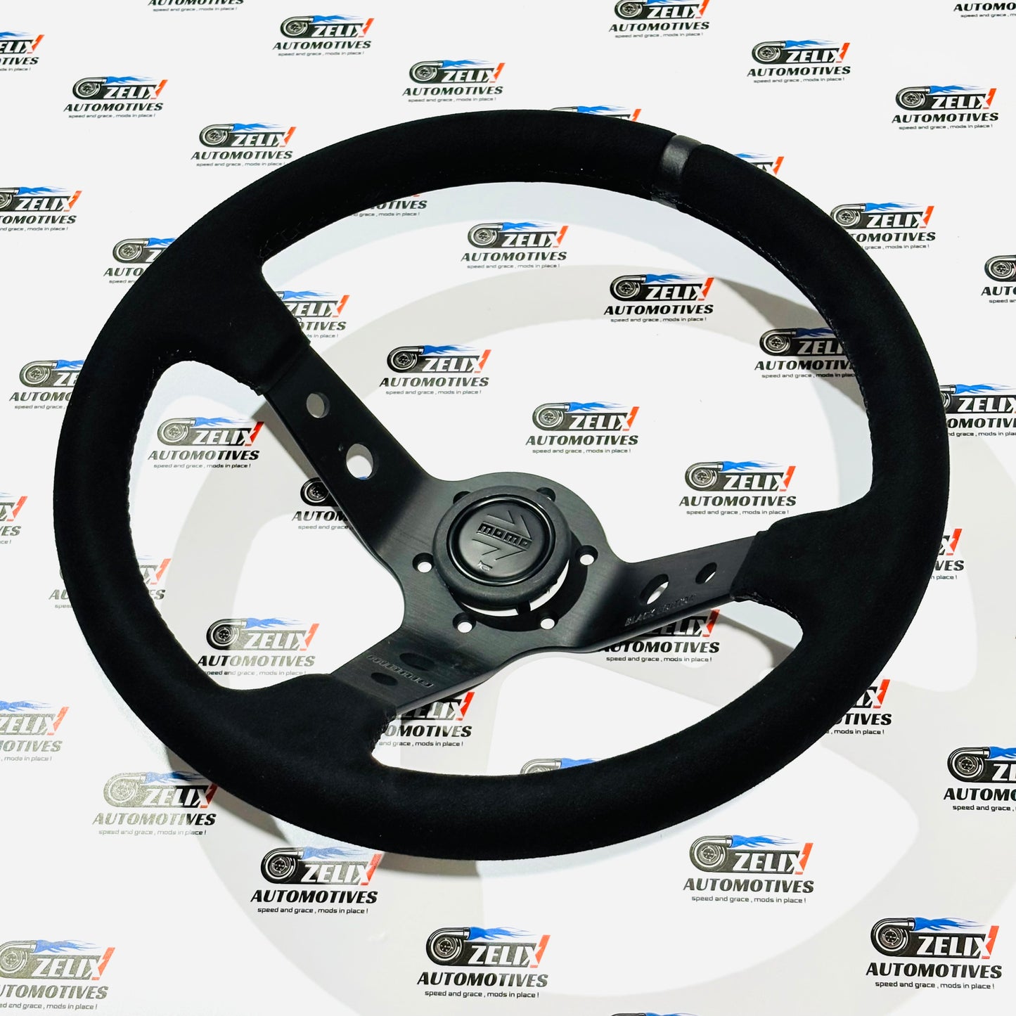 MOMO Black Edition Steering Wheel | Sport Leather-Finish  Design