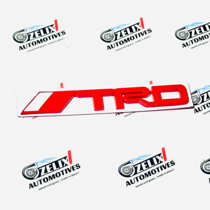 Toyota TRD Metal Emblem Sticker | Premium Silver and Red Finish