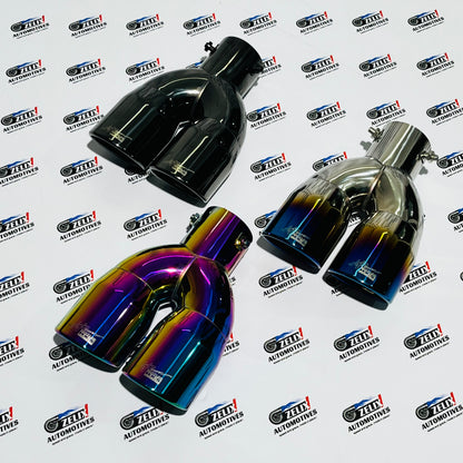 HKS Dual Exhaust Performance Muffler Tips | Burnt,Rainbow and Glossy Black Finish