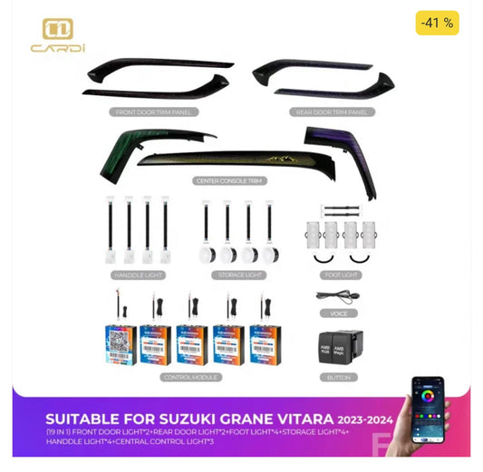CARDI D19 OEM Ambient Lights For Maruti Suzuki Grand Vitara 2022 Onwards - 19 Pieces