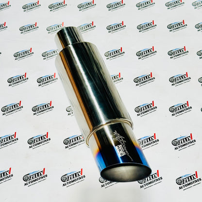 HKS Single Tip Exhaust Muffler | Premium Stainless Steel with Burnt Blue Finish