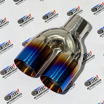 HKS Dual  Exhaust  Tip | Aftermarket Stainless Steel Burnt Blue Finish | Universal Fit