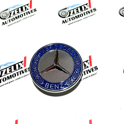 Mercedes-Benz Hood Emblem | Aftermarket  (Blue & Black) Bonnet Logo Badge