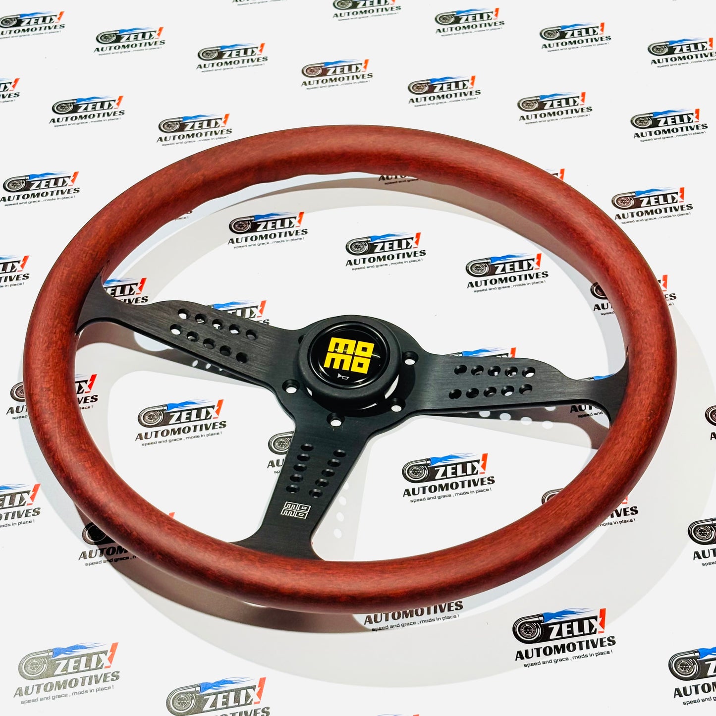 MOMO JDM-Style Wooden Finish Flat Steering Wheel | Universal Fit