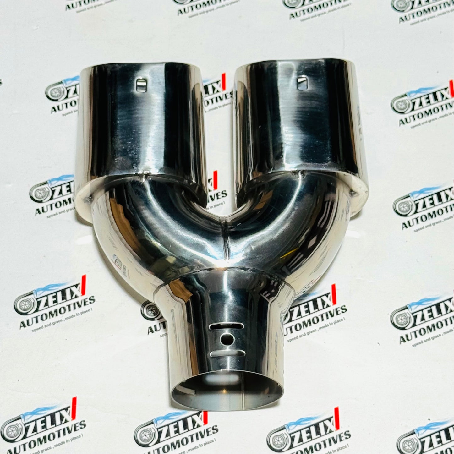 Dual Square Exhaust Tip | Premium Gloss Silver Dual Outlet Tip