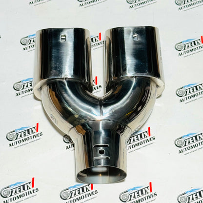 Dual Square Exhaust Tip | Premium Gloss Silver Dual Outlet Tip