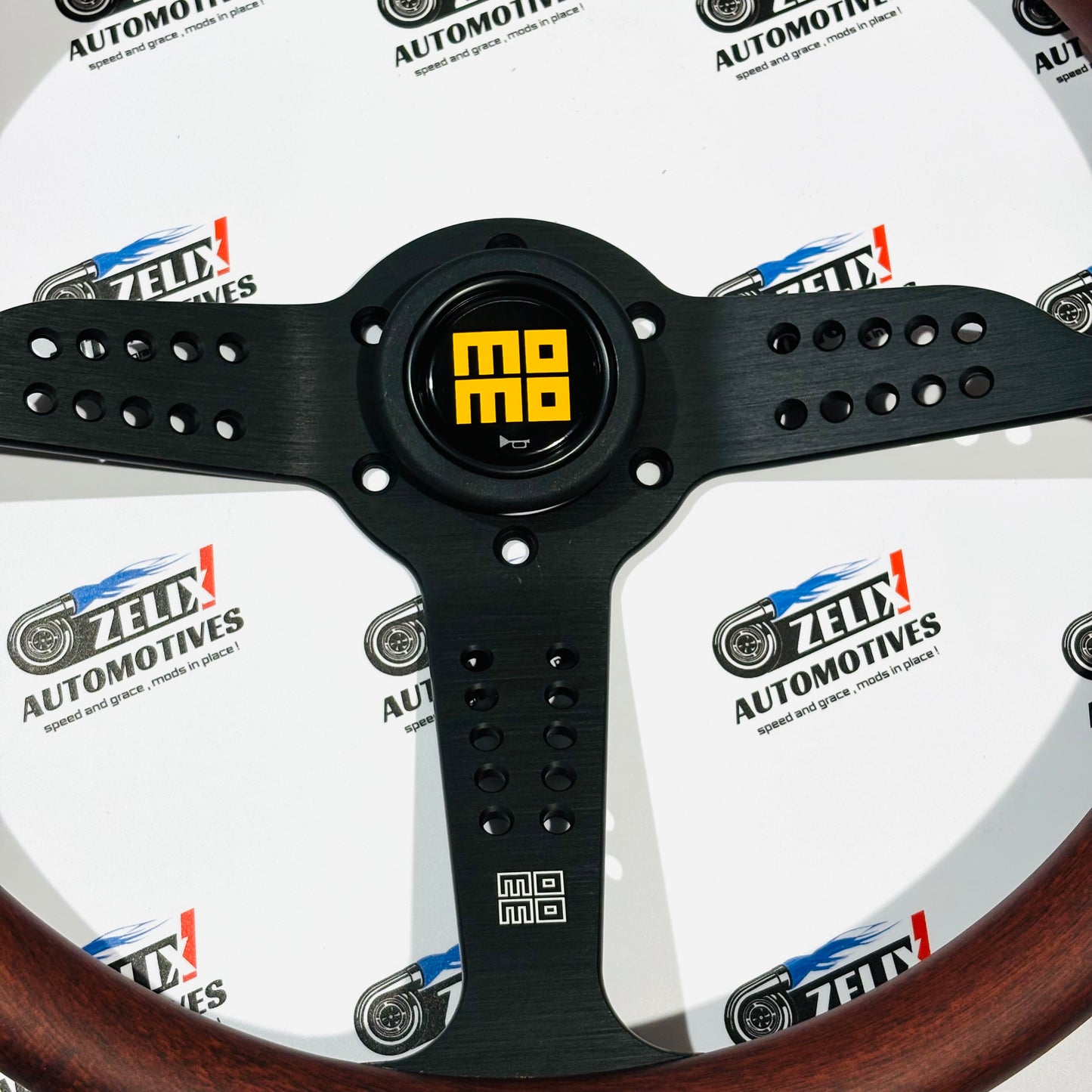 MOMO JDM-Style Wooden Finish Flat Steering Wheel | Universal Fit