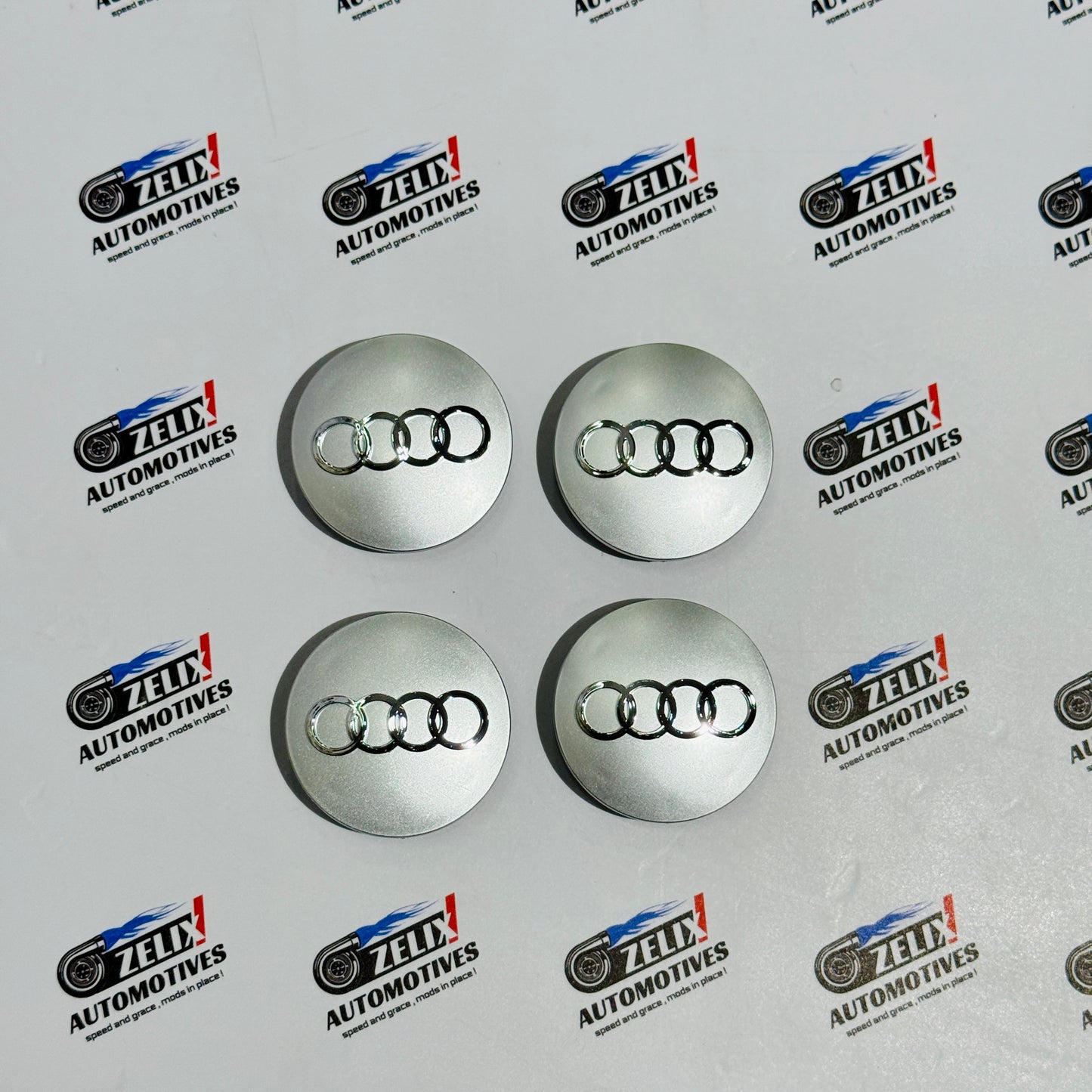 OEM-Style Wheel Center Caps Compatible With AUDI | Aftermarket Chrome Finish