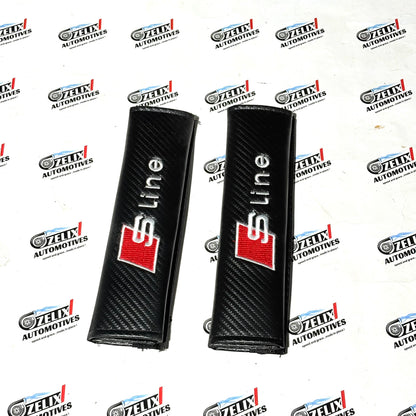 Carbon Fiber Finish Shoulder Pads | Universal Aftermarket Seat Belt Cushion (Pair)