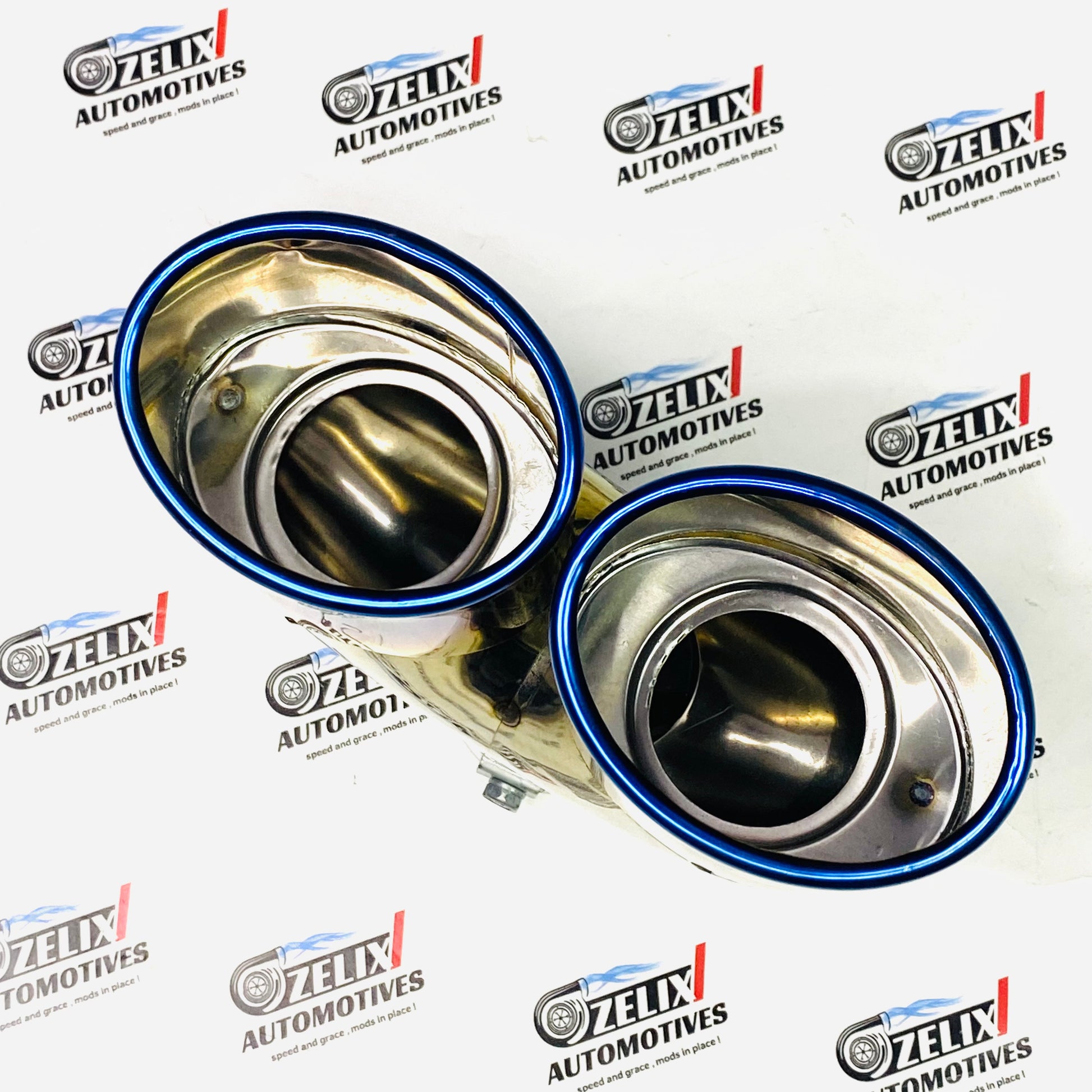 Universal  dual exhaust tip with  rainbow  finish
