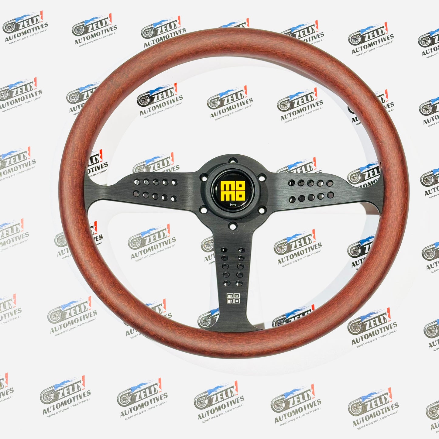 MOMO JDM-Style Wooden Finish Flat Steering Wheel | Universal Fit