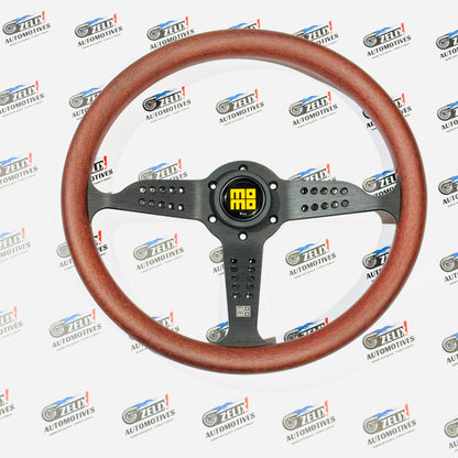 MOMO JDM-Style Wooden Finish Flat Steering Wheel | Universal Fit