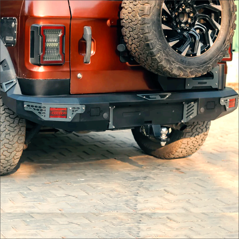 Mahindra Thar Heavy-Duty Metal Rear Bumper  Model-RXT  with Tyre Carrier