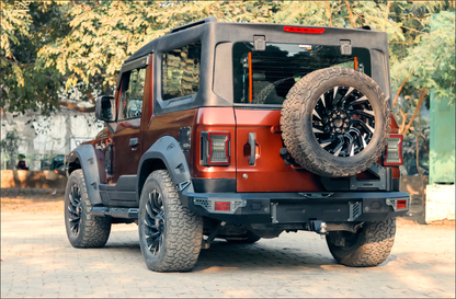 Mahindra Thar Heavy-Duty Metal Rear Bumper  Model-RXT  with Tyre Carrier