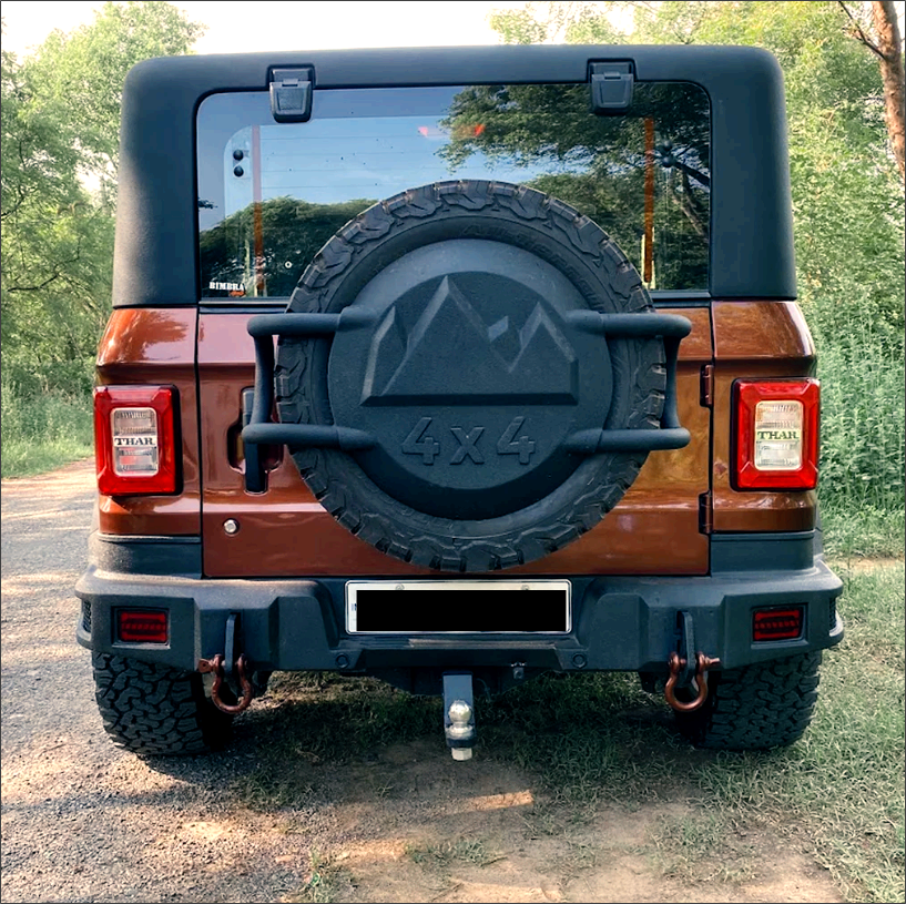 Mahindra Thar Stepney Cover Lock | Heavy-Duty FRP Line-X Coated  Wheel Protector