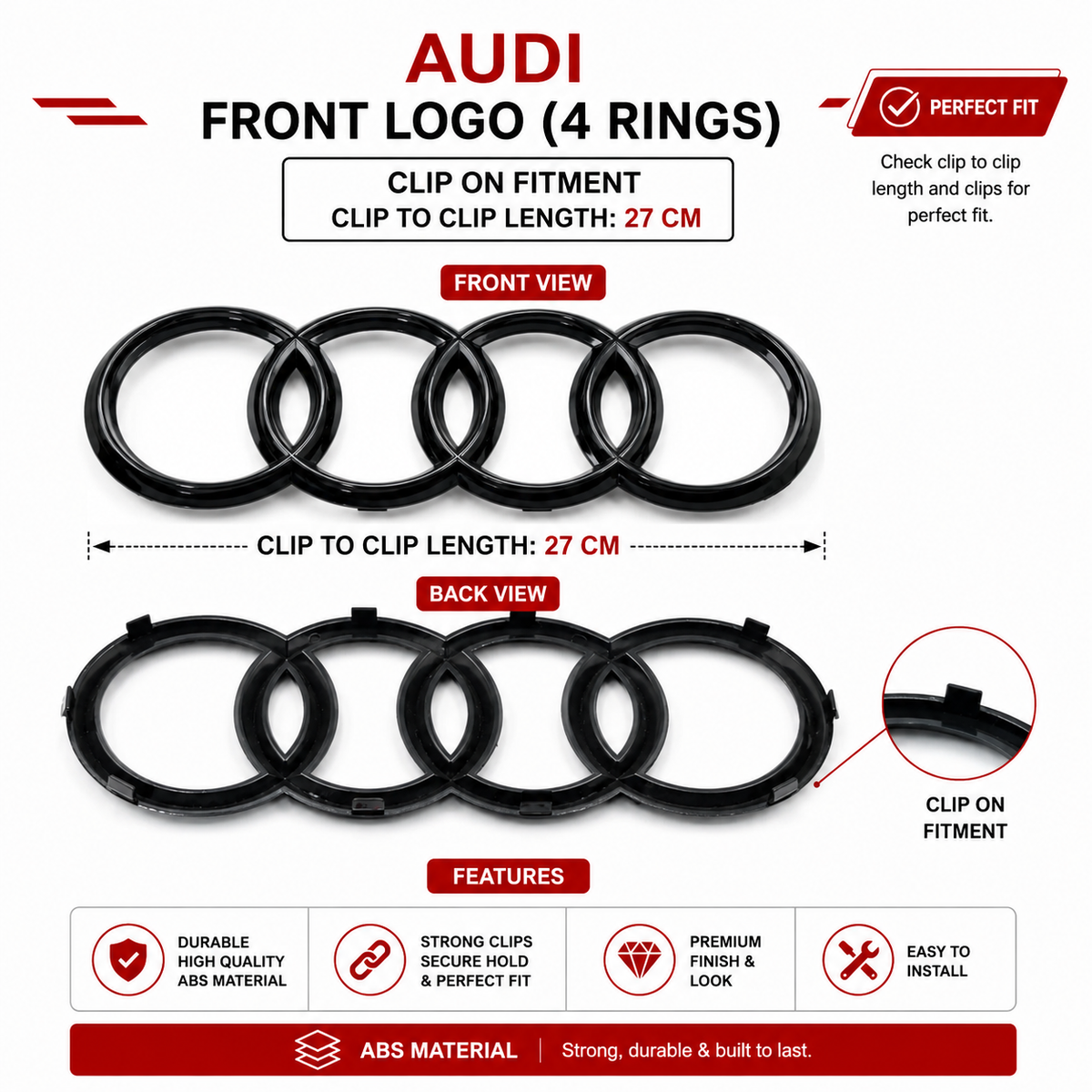 Audi Replacement Logo Front & Rear | OEM-Style