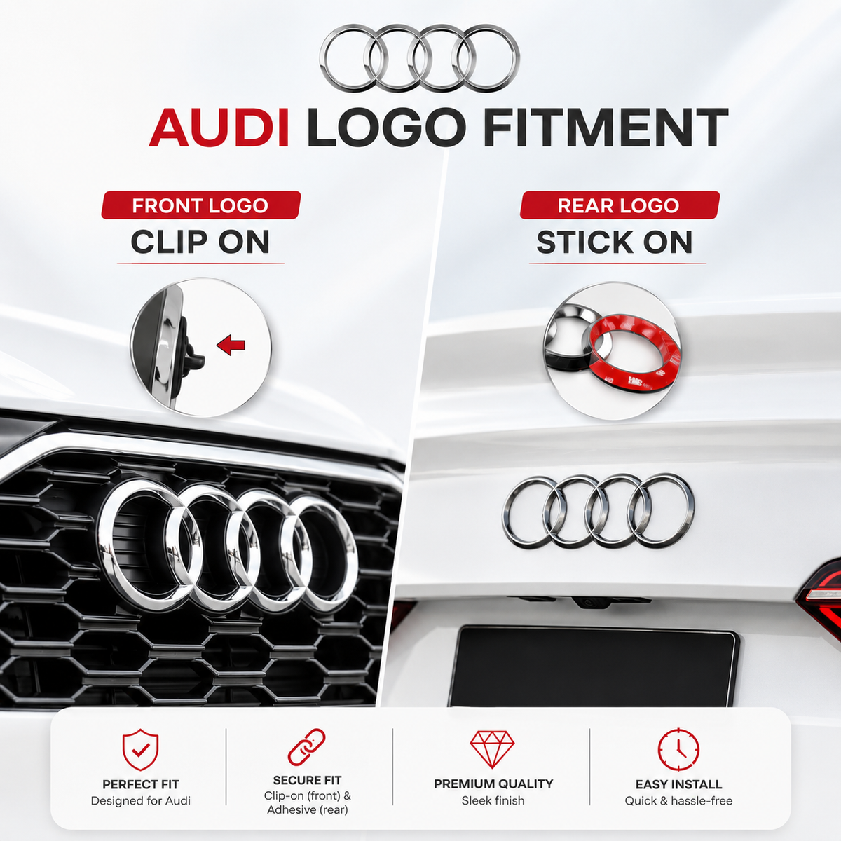 Audi Replacement Logo Front & Rear | OEM-Style
