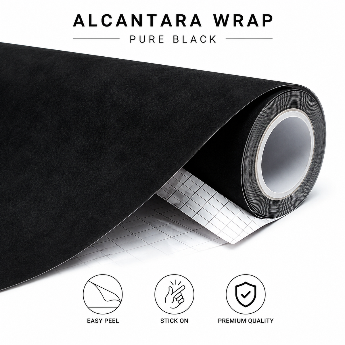 Black Alcantara Finish Car Interior Wrap | Enhance Luxury Look