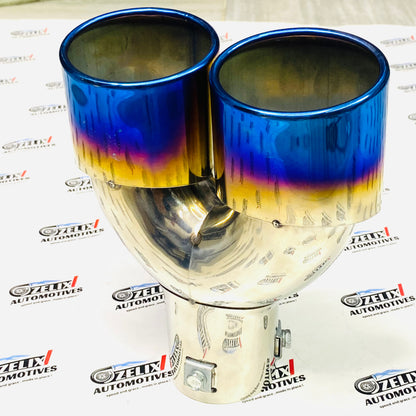 stainless steel burnt finish HKS dual exhaust tip 