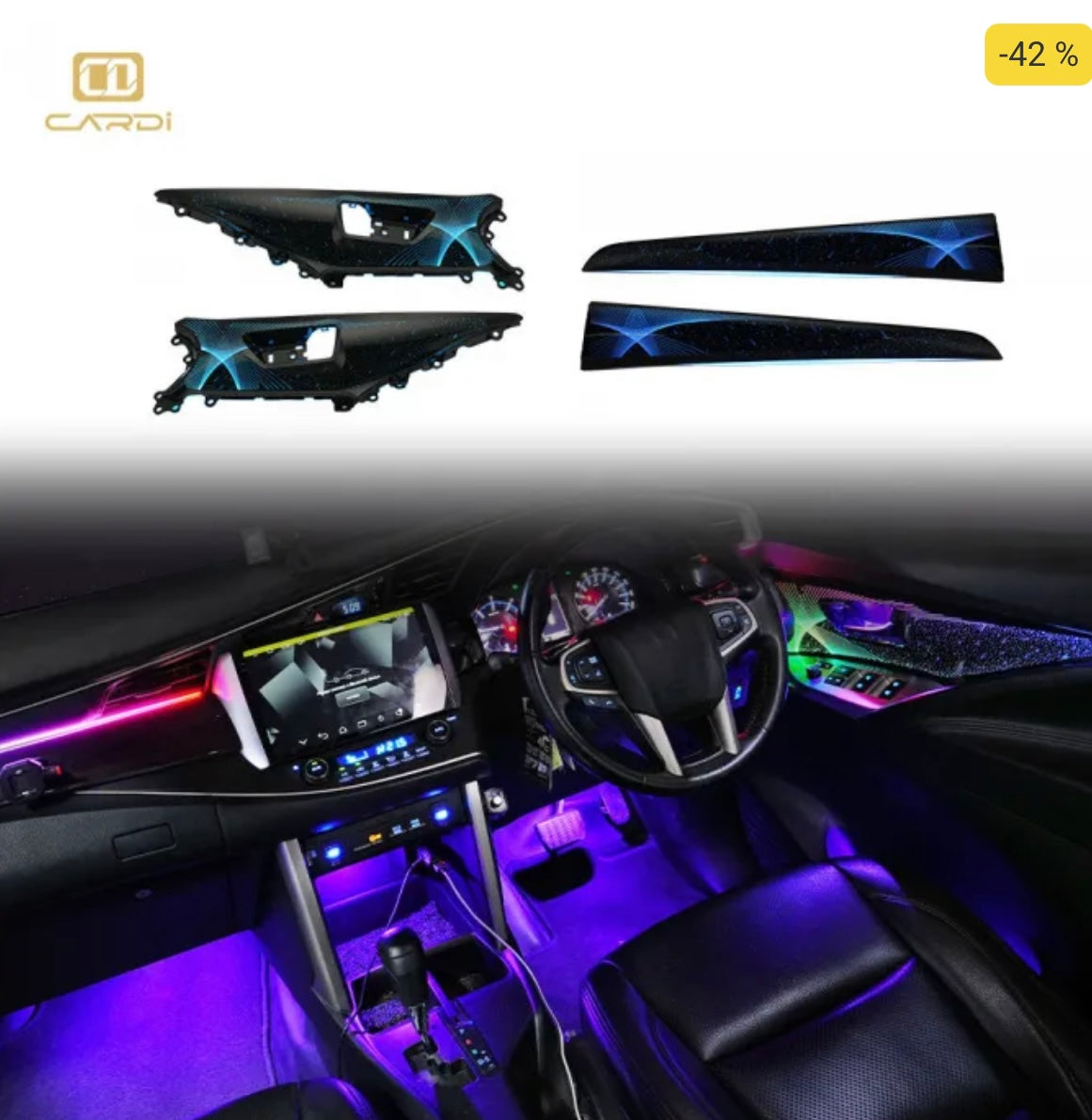 CARDI D12 OEM Ambient Lights For Toyota Innova Crysta 2016 Onwards - 18 Pieces