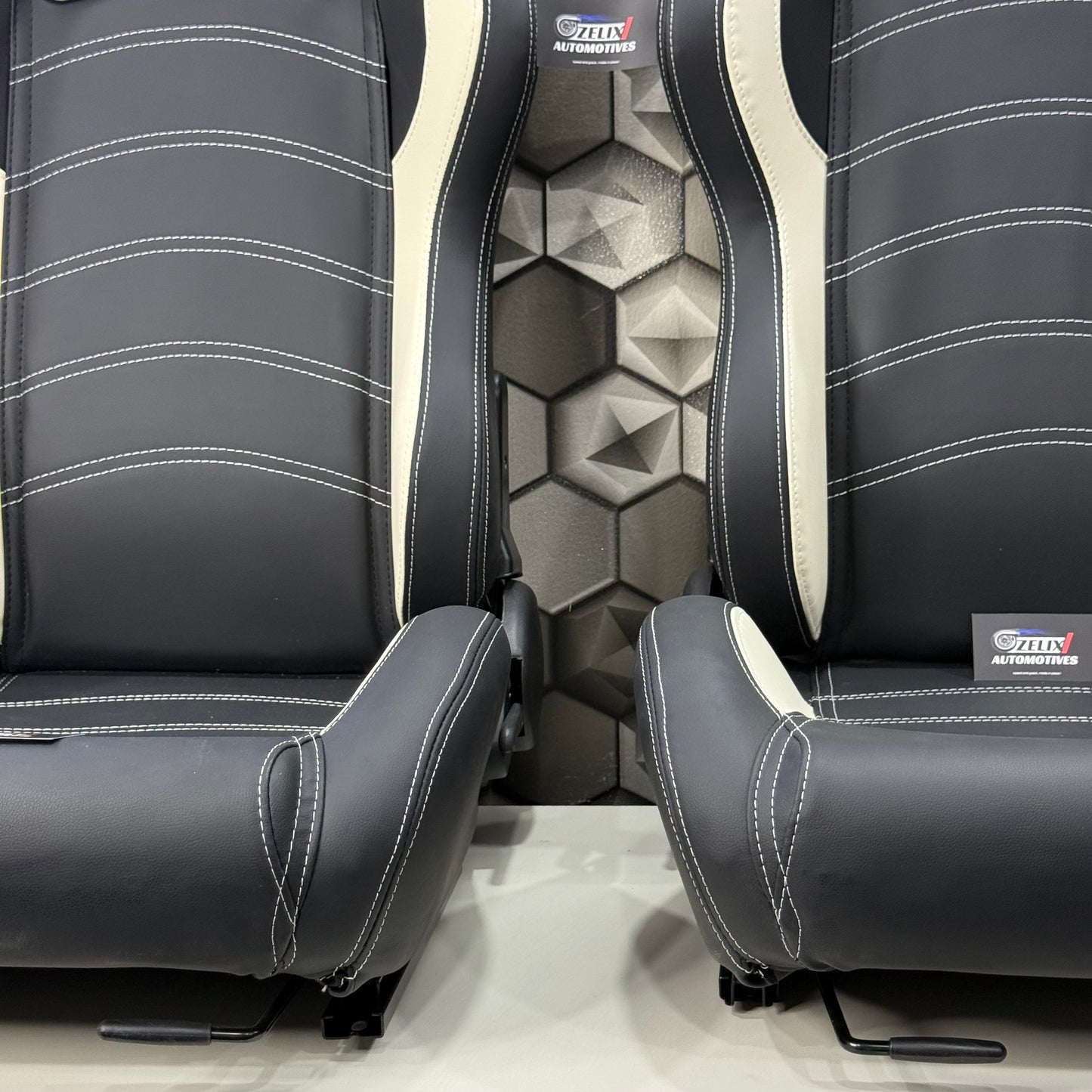 Sparco Racing-Style Bucket Seats | Universal Pair Set (Black & White)