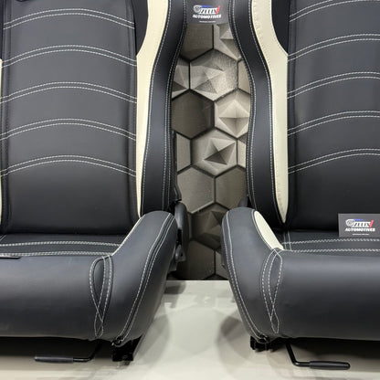Sparco Racing-Style Bucket Seats | Universal Pair Set (Black & White)