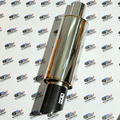 HKS JASMA  End Can Free Flow Exhaust Muffler | Glossy Carbon Tip | Multiple Sizes