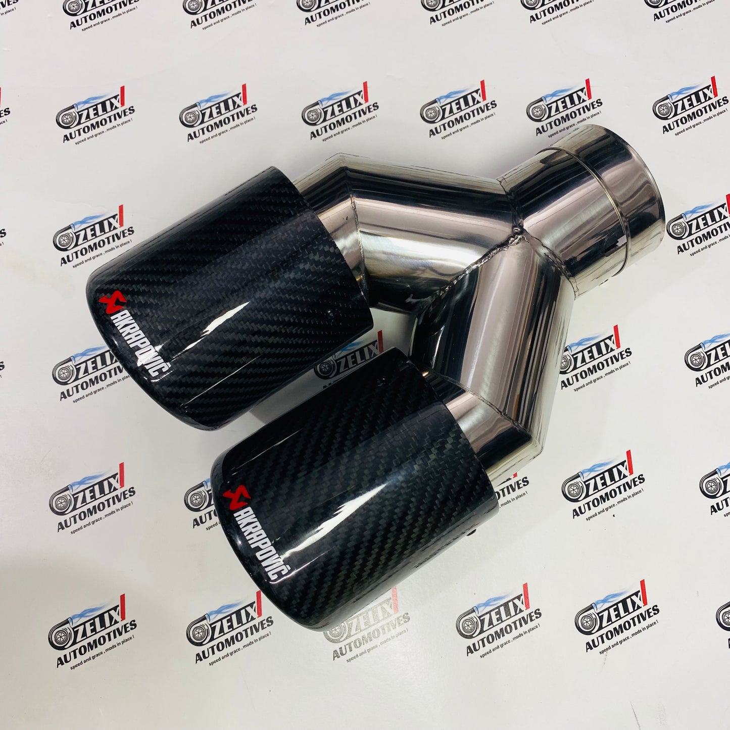 Akrapovic Style Dual Exhaust Tip –|Glossy Carbon Fiber Finish (Universal Fit) (74-79mm)