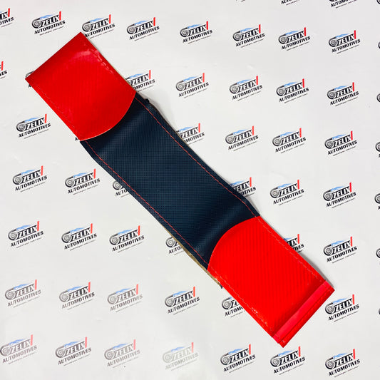 Faux Leather Anti-Slip Steering Cover | Universal Fit Black With Red Stitching