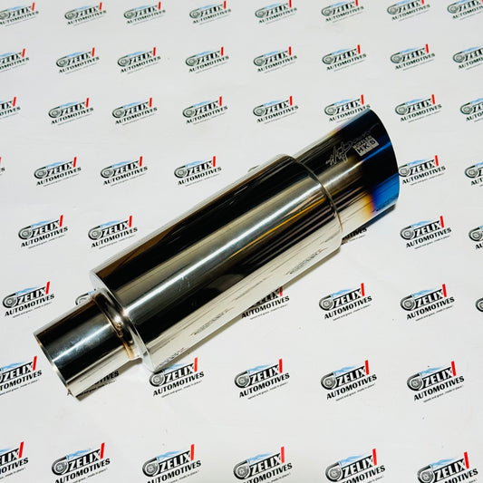 HKS Single Tip Exhaust Muffler | Premium Stainless Steel with Burnt Blue Finish