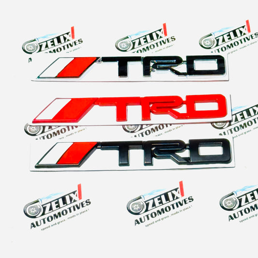 Toyota TRD Metal Emblem Sticker | Premium Silver and Red Finish