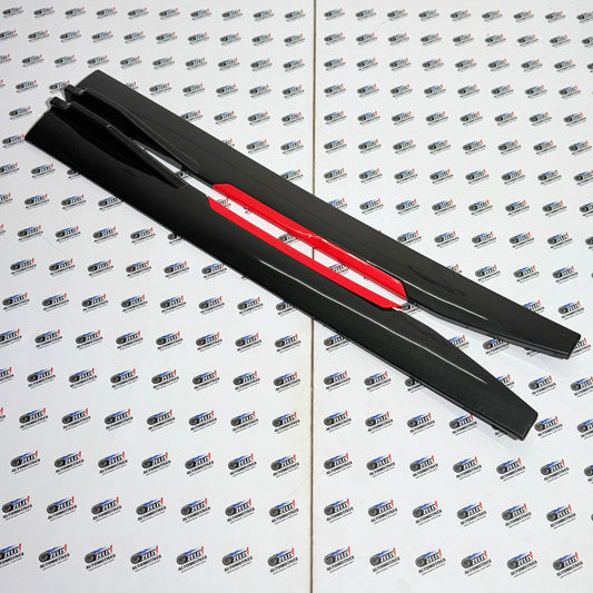 Universal Side Skirts Glossy Black with Red Accent | Enhances Aggressive Side Profile