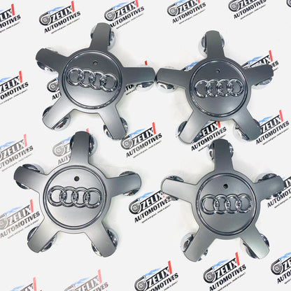 Premium Audi star wheel center caps set of 4 in silver color 