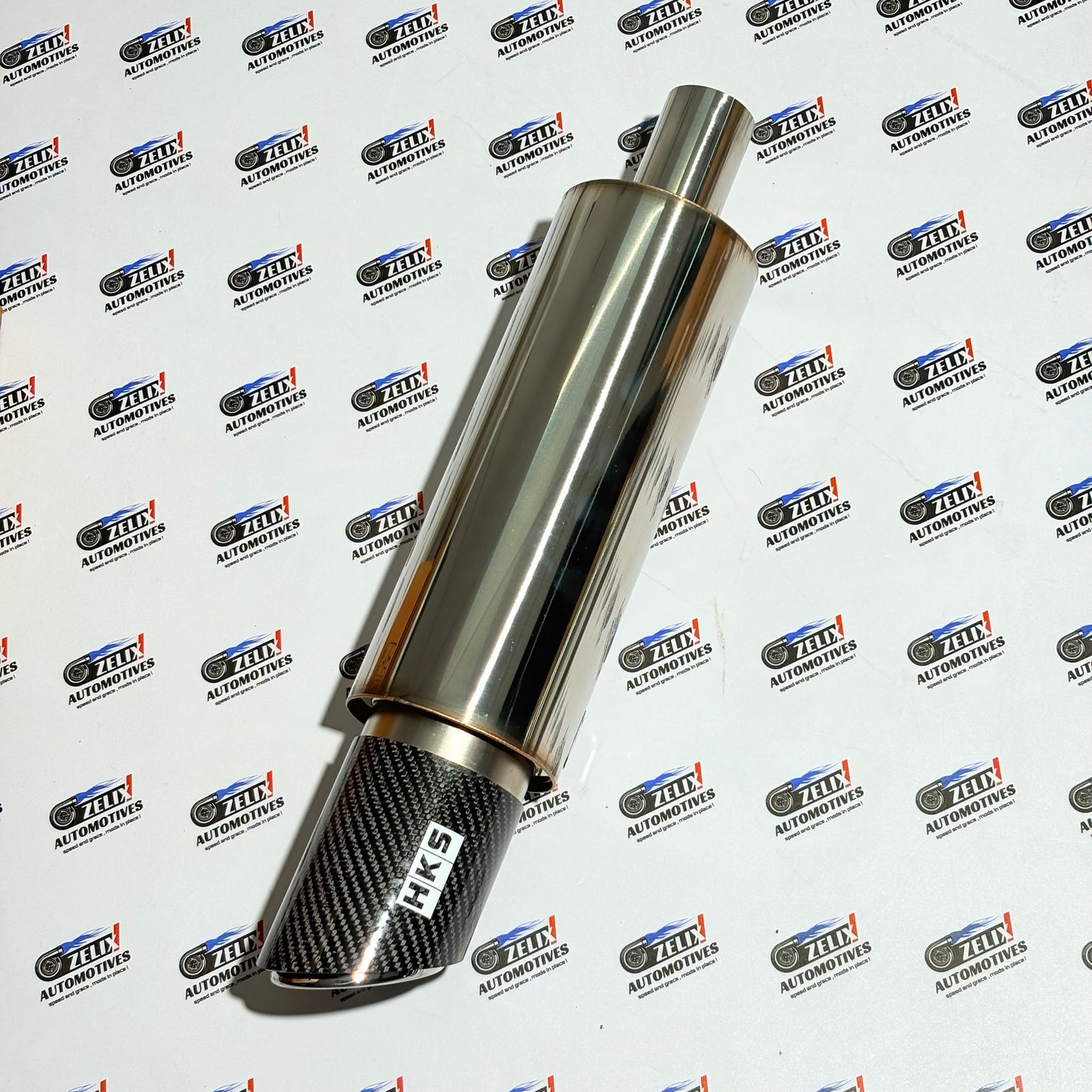 HKS JASMA  End Can Free Flow Exhaust Muffler | Glossy Carbon Tip | Multiple Sizes
