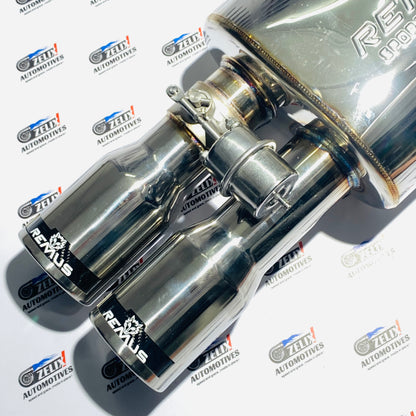 Remus Valvetronic Short Can Exhaust Muffler | Dual Glossy Silver Tips