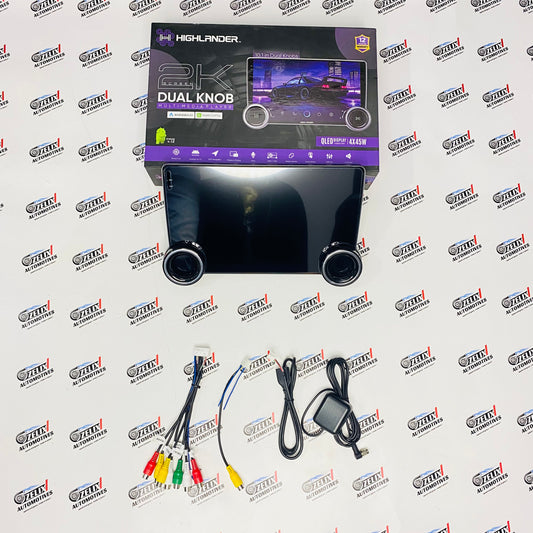 Highlander 2K Dual Knob | 10.1 Inch Android Car Multimedia Player With QLED Display