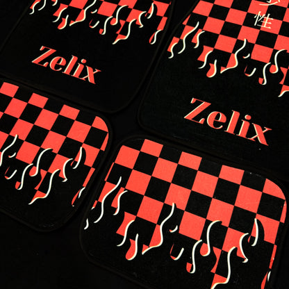 Red JDM Checkered Car Mats | Universal
