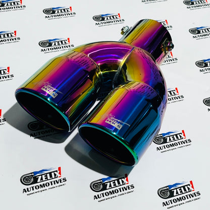 HKS Dual Exhaust Performance Muffler Tips | Burnt,Rainbow and Glossy Black Finish