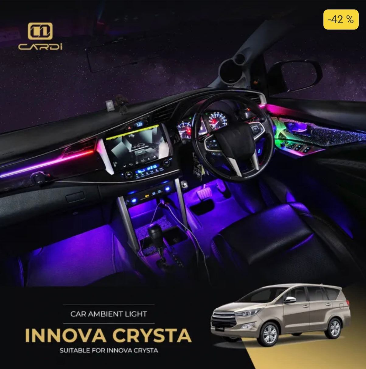 CARDI D12 OEM Ambient Lights For Toyota Innova Crysta 2016 Onwards - 18 Pieces